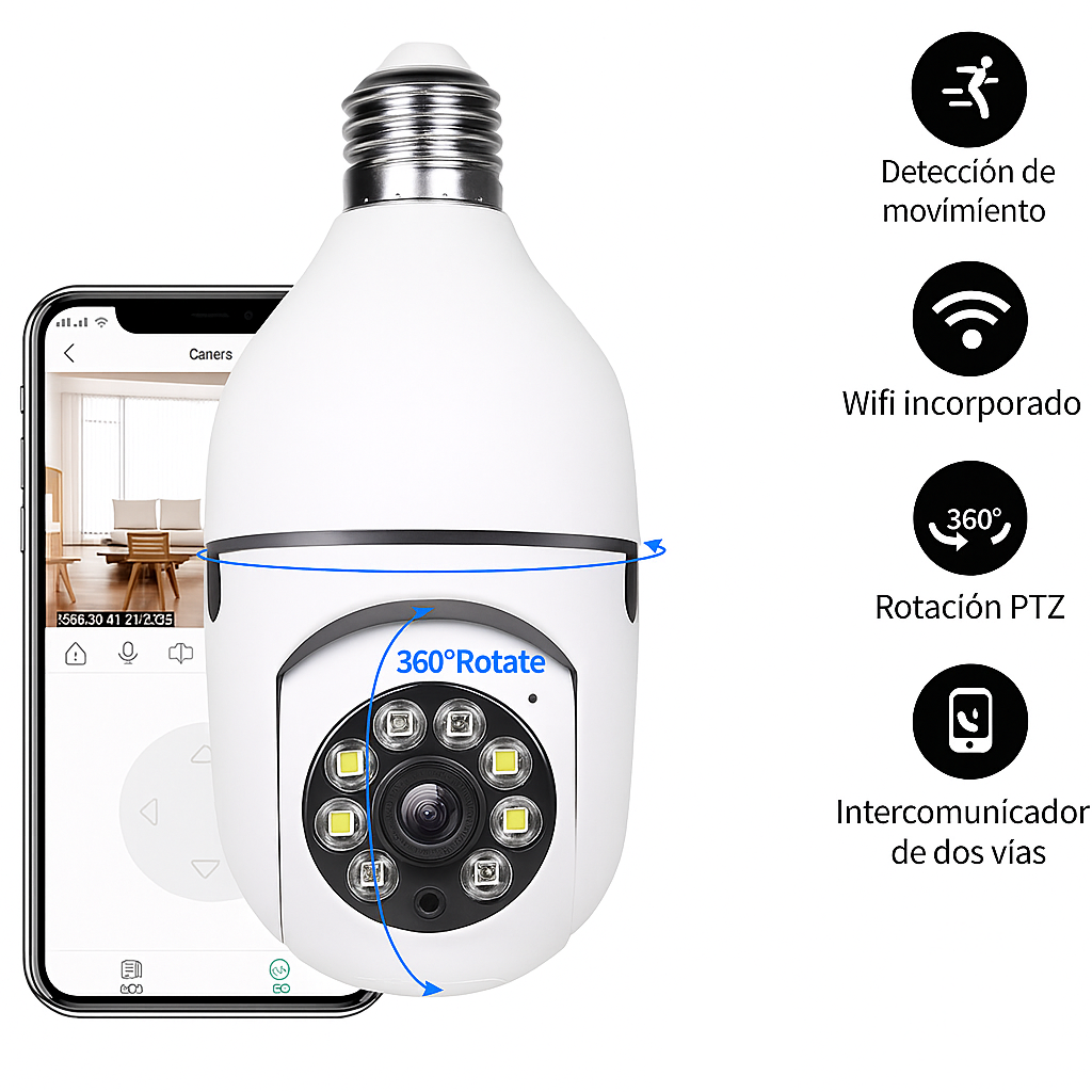 Cámara Bombillo 360°